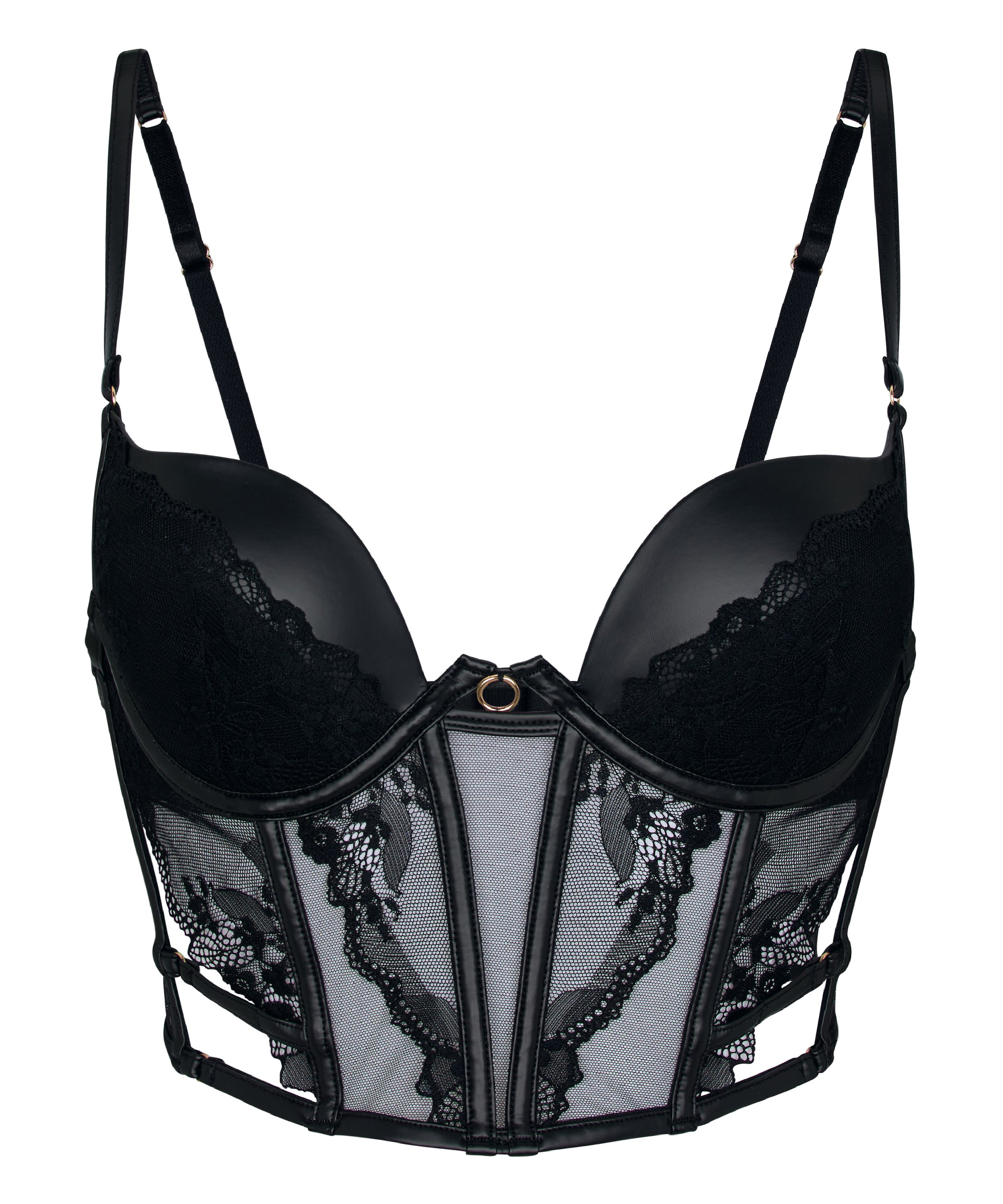 Biustonosz Usztywniany z Fiszbinami Typu Longline Ilenia, Czarny, main