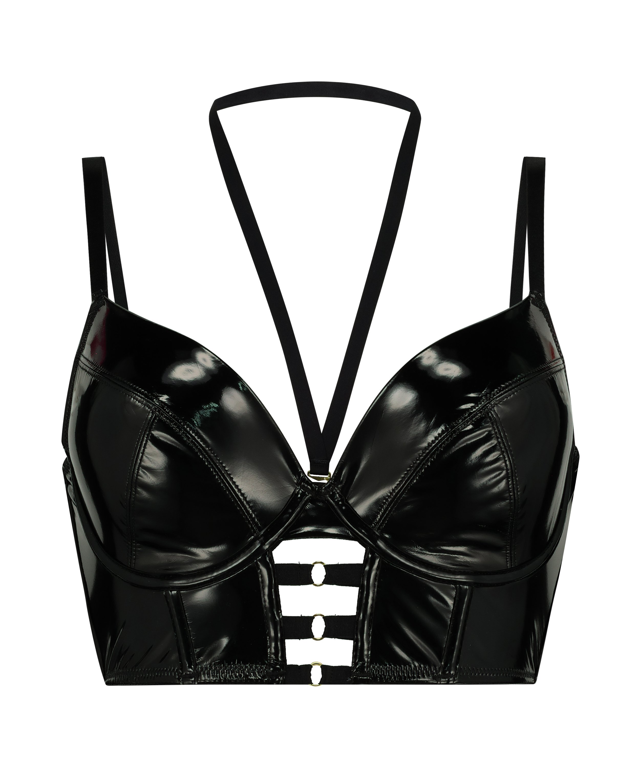 Biustonosz usztywniany z fiszbinami, typu longline Seductress, Czarny, main