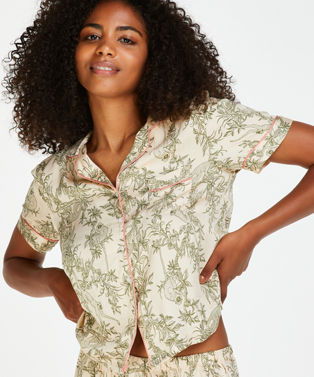 Woven Pyjama Jacket, Beżowy