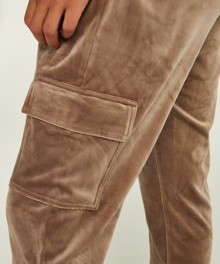 Welurowy kombinezon z kapturem, Brązowy