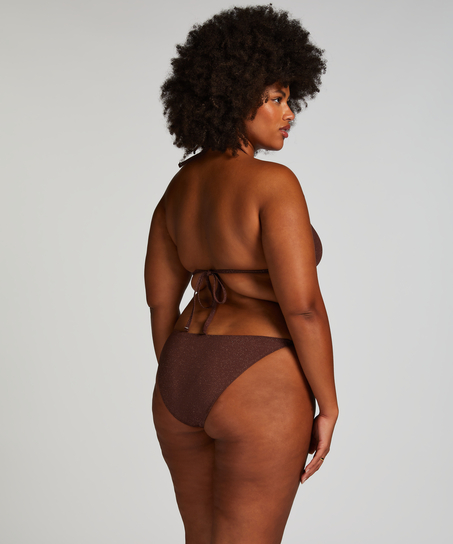 Majtki Bikini Cheeky Tanga Scallop Lurex, Brązowy
