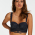 Amora Padded Longline Underwired Bra, Niebieski