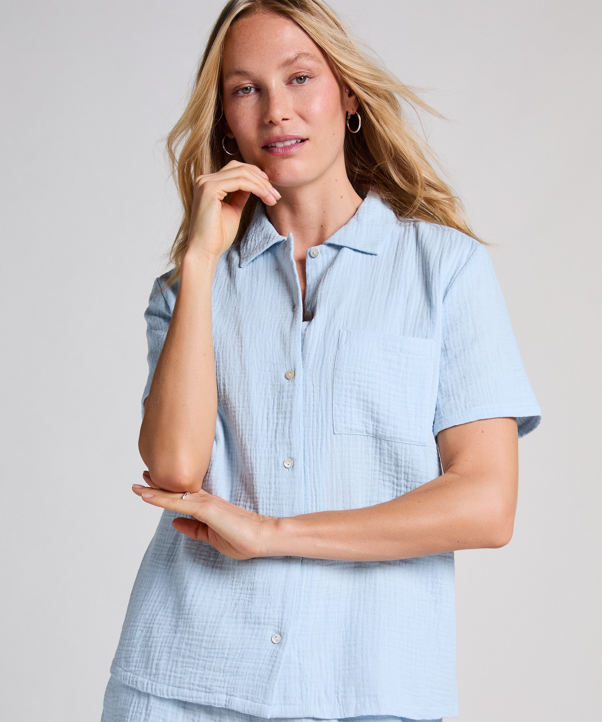 Muślinowa narzutka, Niebieski, main