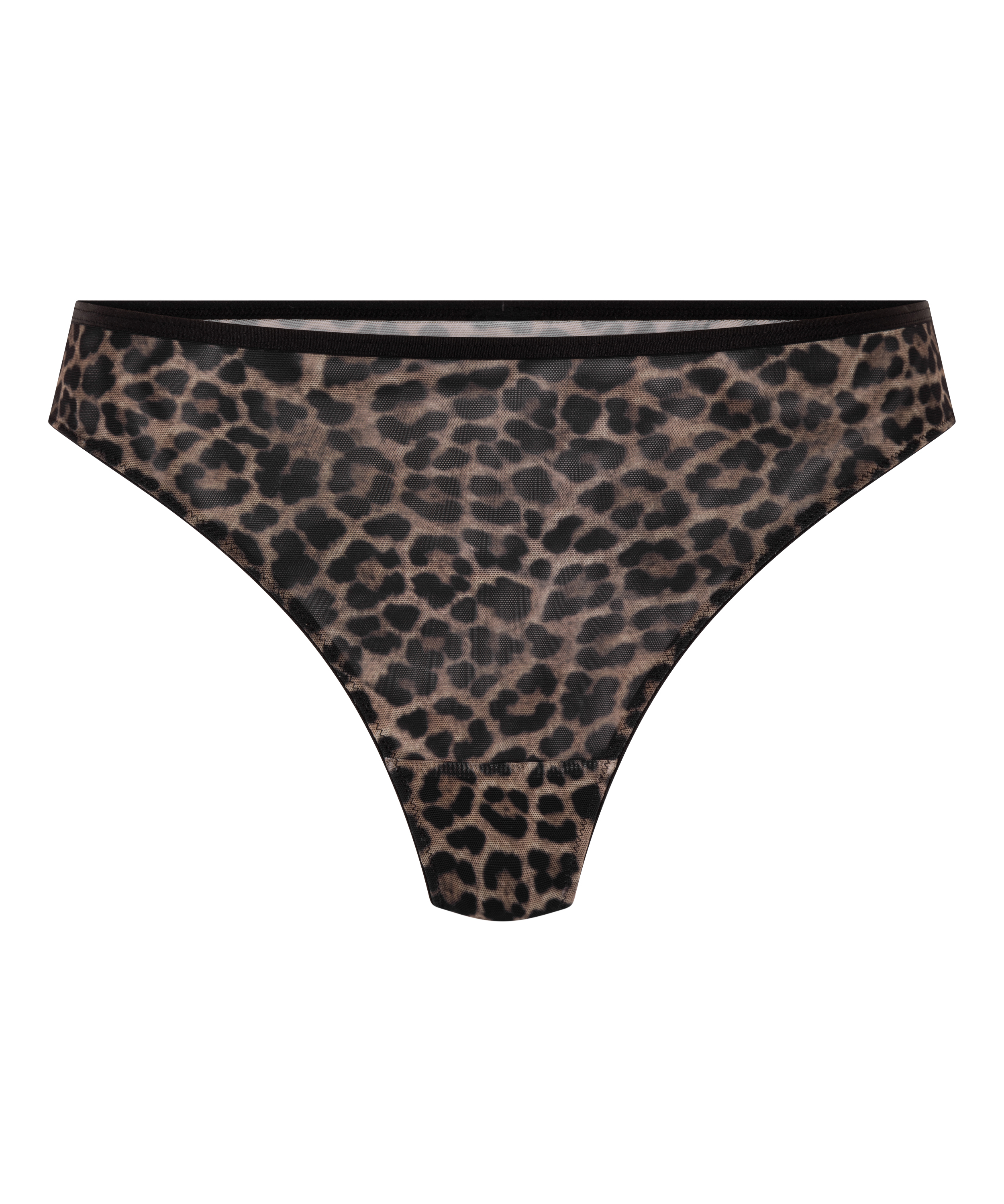 Wysoko wycięty string Leopard Tara, Czarny, main