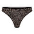 Wysoko wycięty string Leopard Tara, Czarny