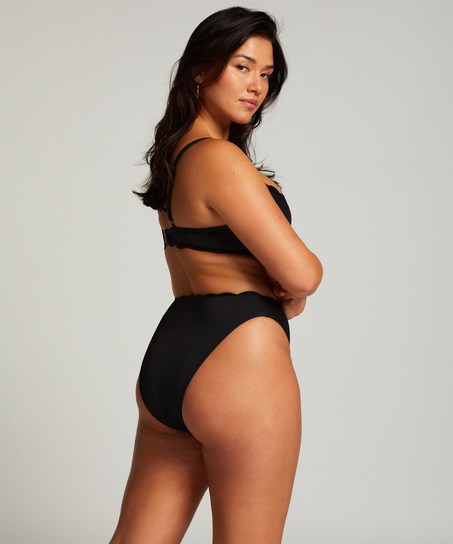 Usztywniany top bikini z fiszbinami Scallop, Czarny