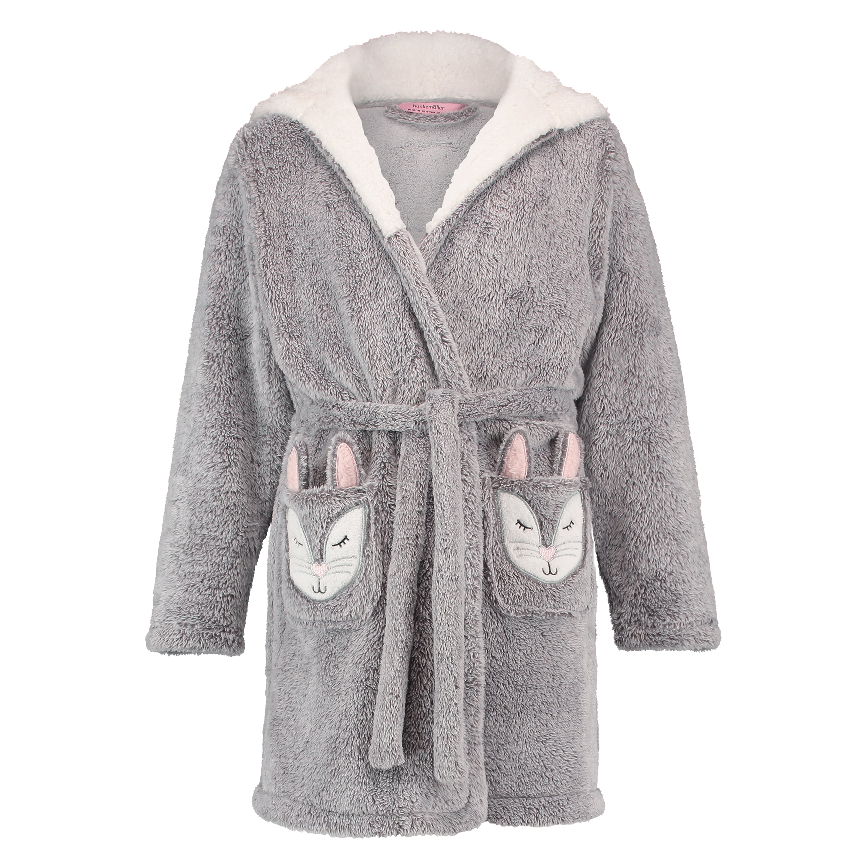 Teens Fleece Bathrobe, Szary, main