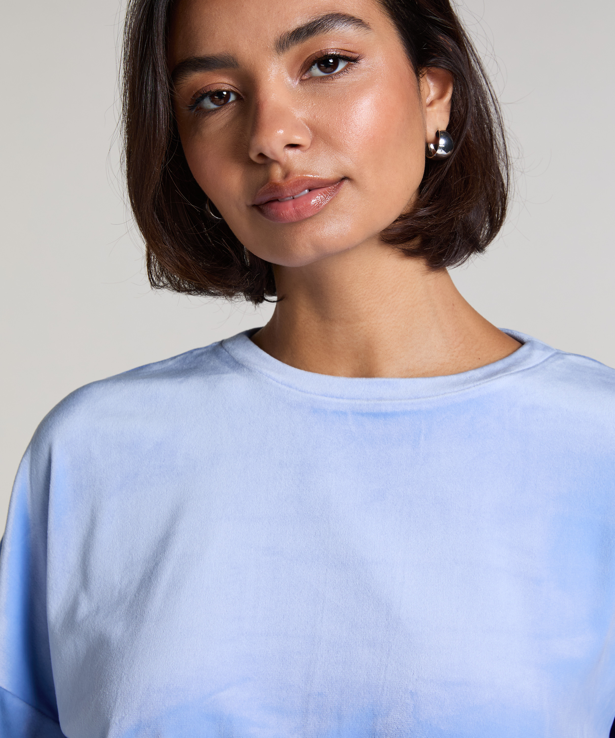 Welurowy top, Niebieski, main