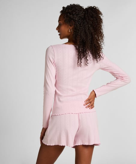 Top od piżamy Pointelle, Różowy