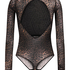 Body Tara Leopard z długim rękawem, Czarny