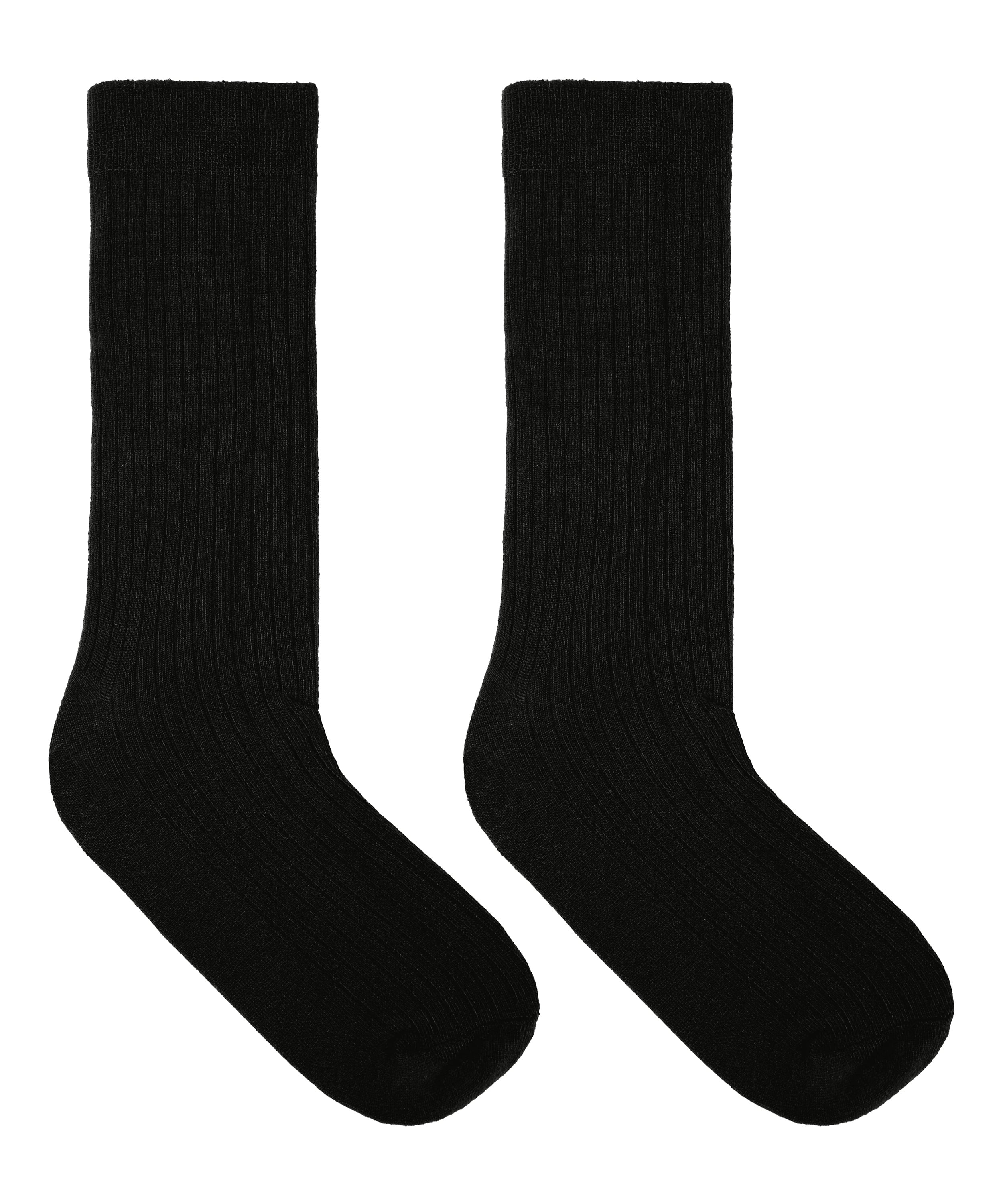 Cashmere Blend Ribbed Socks, Czarny, main