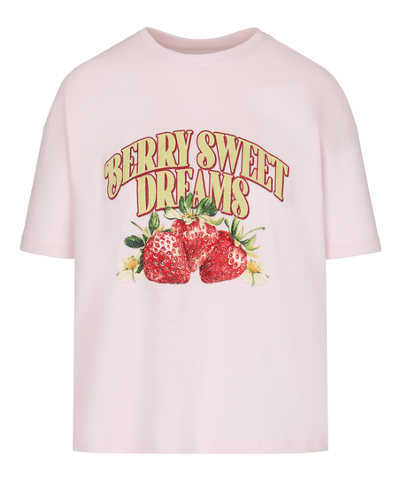 T-shirt z Nadrukiem, R&oacute;żowy