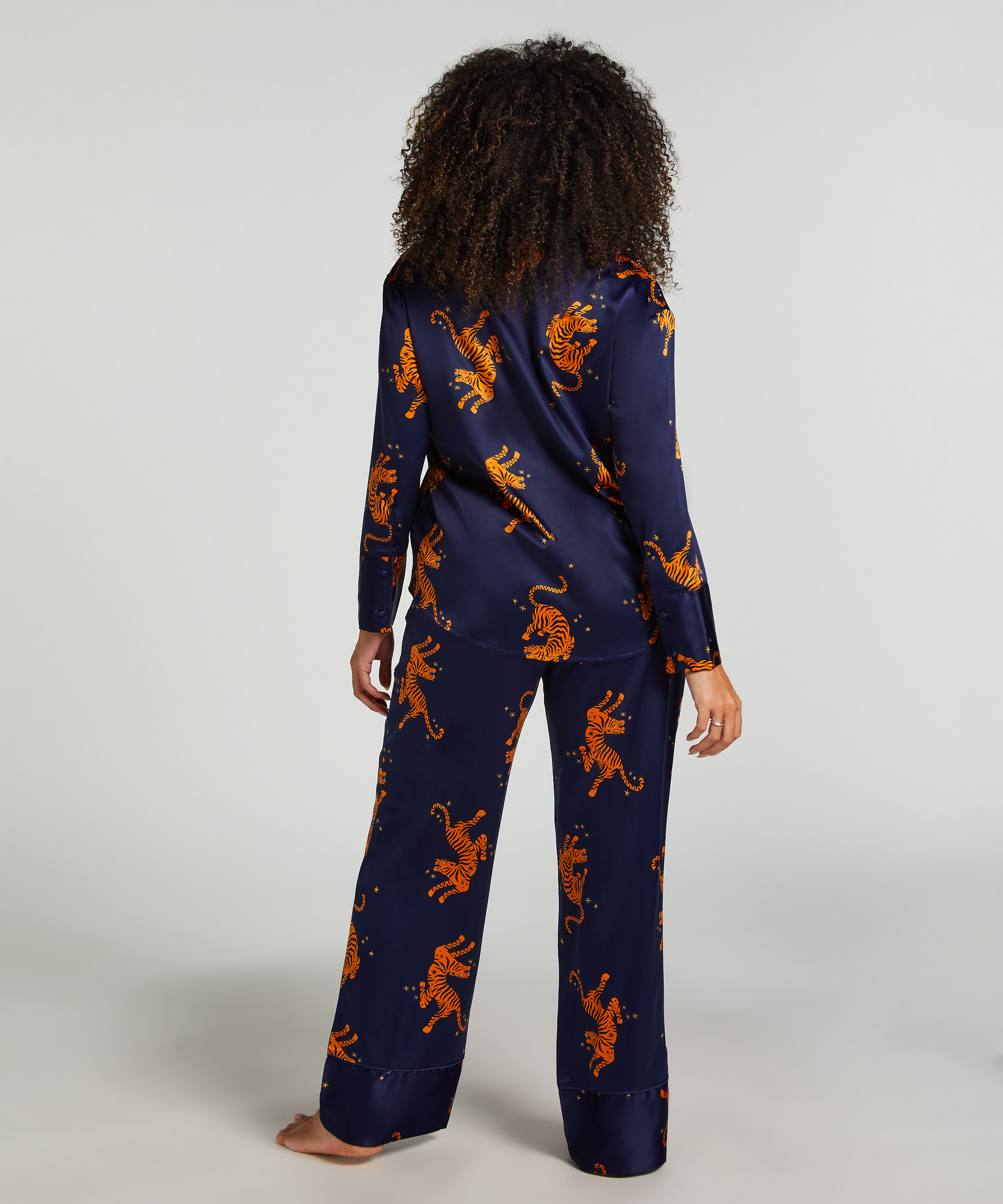 Kurtka z satyny z długimi rękawami, Niebieski, main