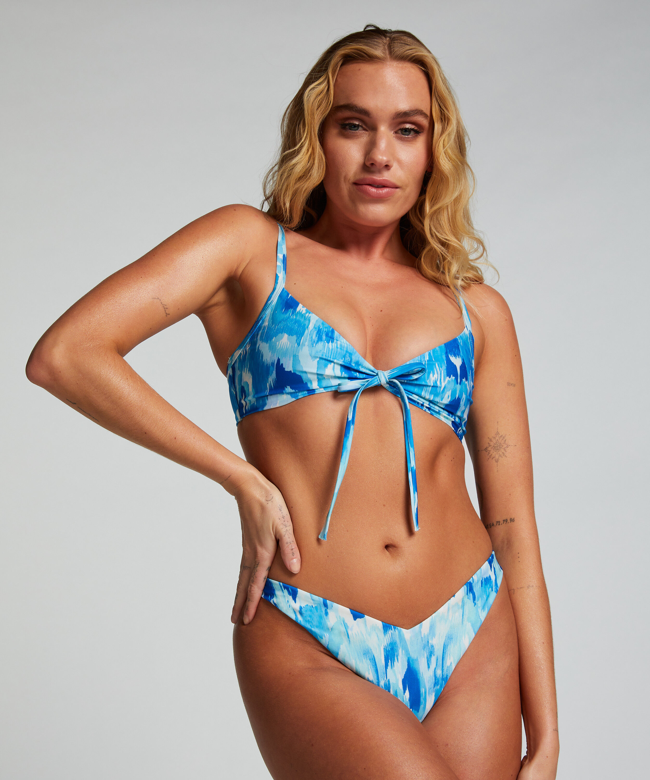 Majtki Bikini Wysoko Krojona Paraguay, Niebieski