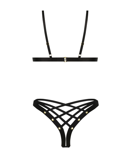 Body z odkrytym kroczem Elouise Private, Czarny