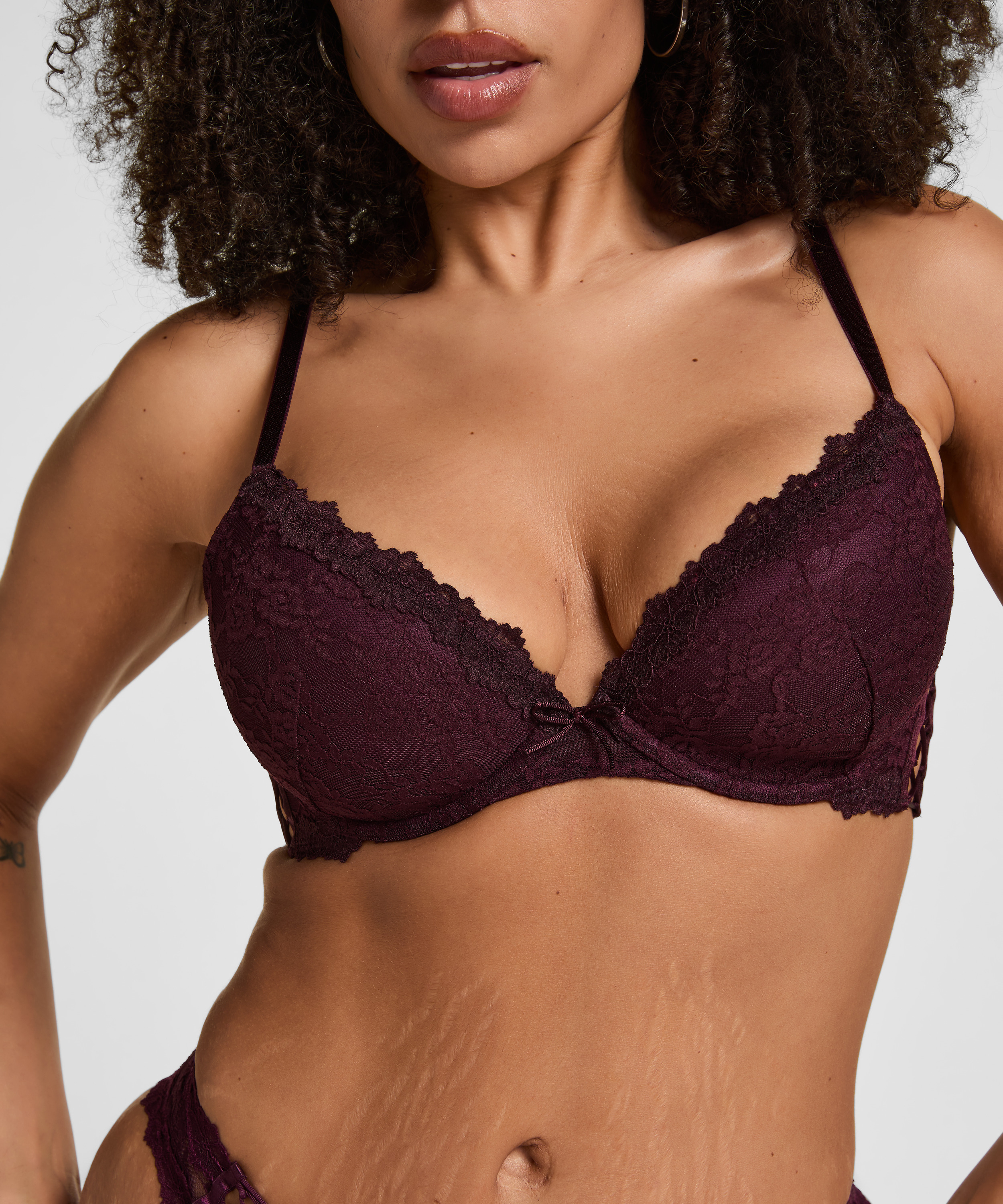 Padded Underwired Longline Bra Aveline, Fioletowy, main