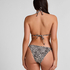 Tr&oacute;jkątny Top Bikini Leopard, Czarny