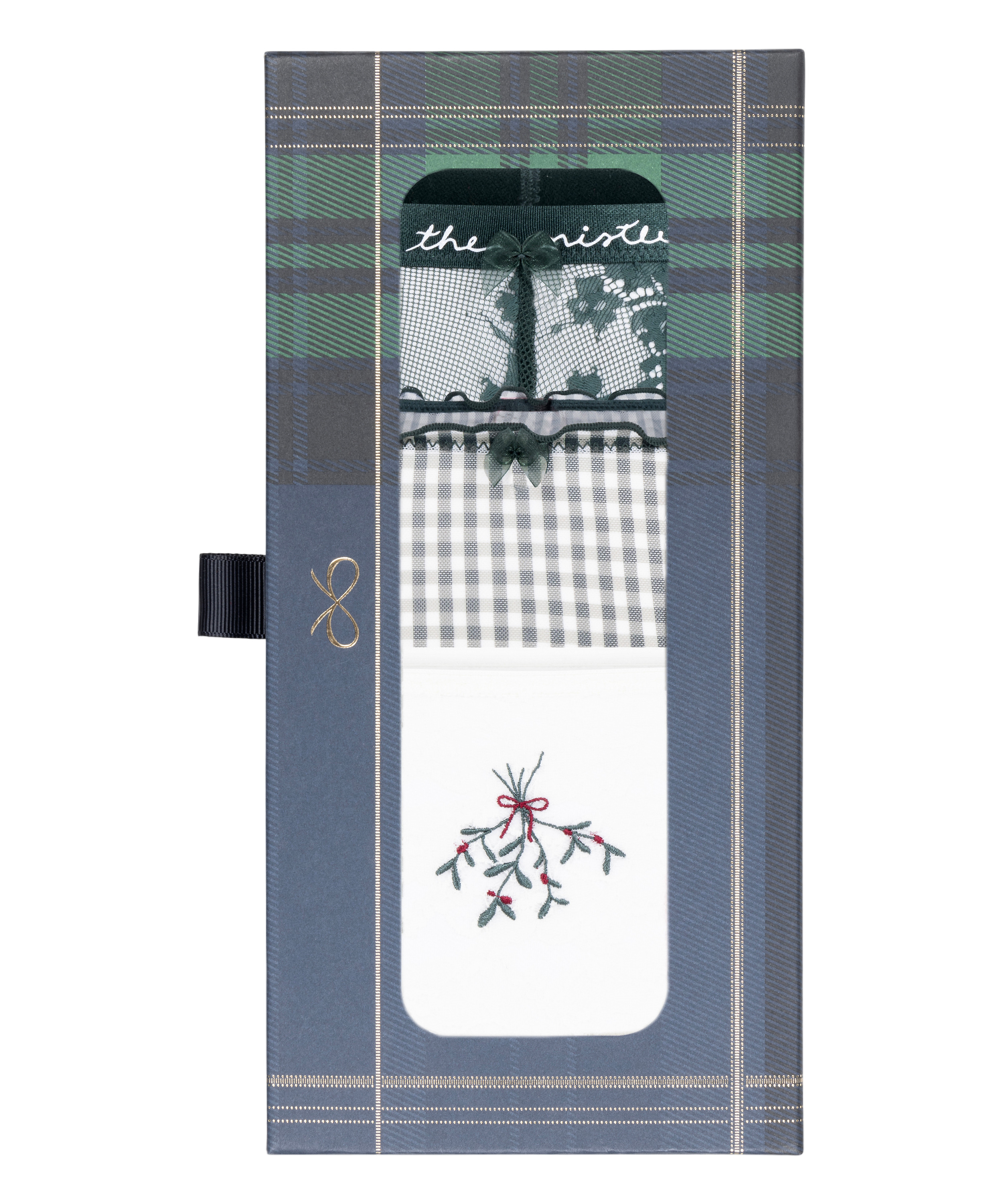 Zestaw prezentowy ze stringami świątecznymi, Zielony, main