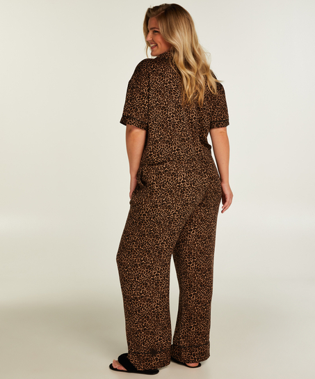 Góra od piżamy z krótkim rękawem i nadrukiem, Czarny