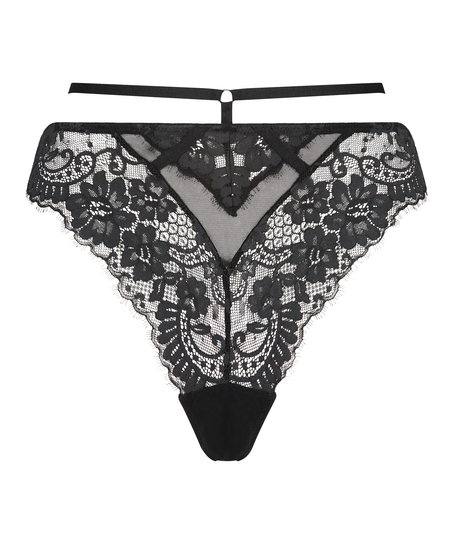 Wysoko wycięte stringi Lidia, Czarny