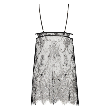 All over lace slip dress, Czarny