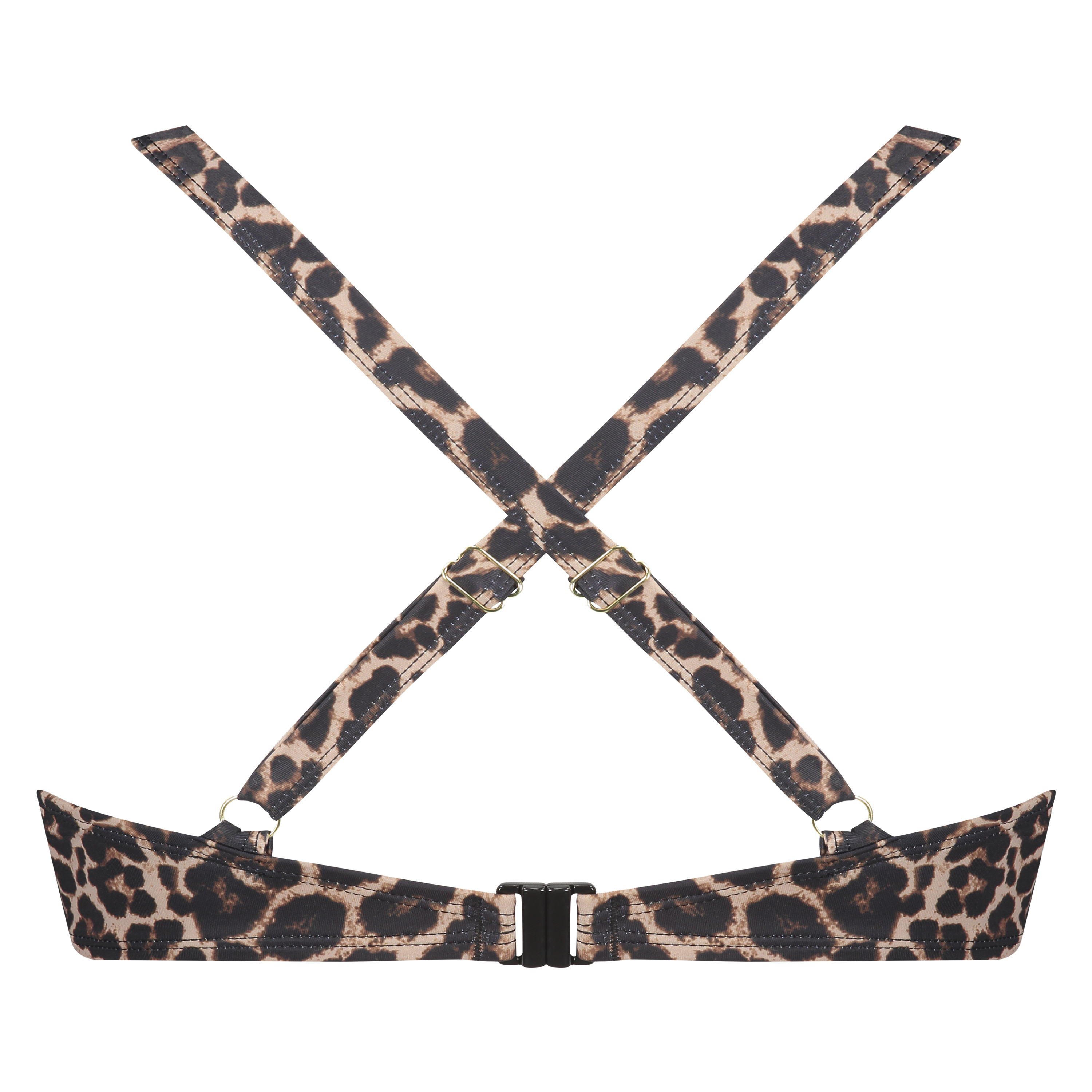 Usztywniany top bikini z fiszbinami Leopard, Beżowy, main