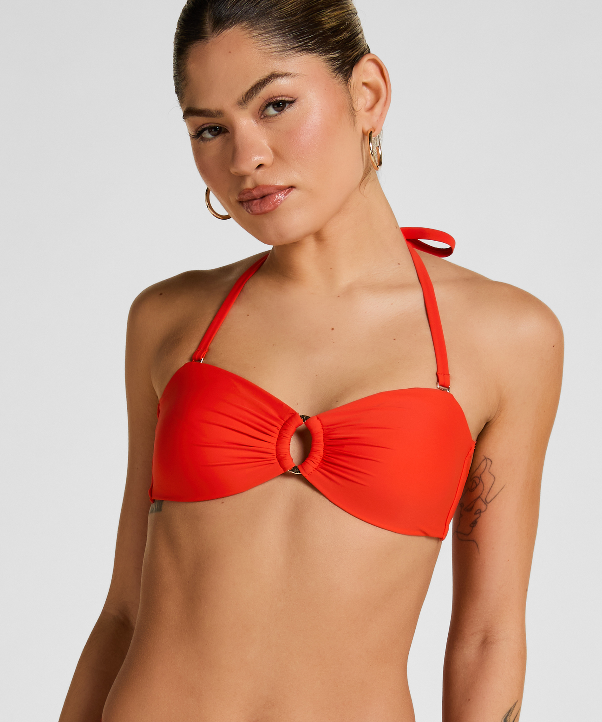 Luksusowy Top Bikini Bandeau z K&oacute;łkiem, Czerwony, main