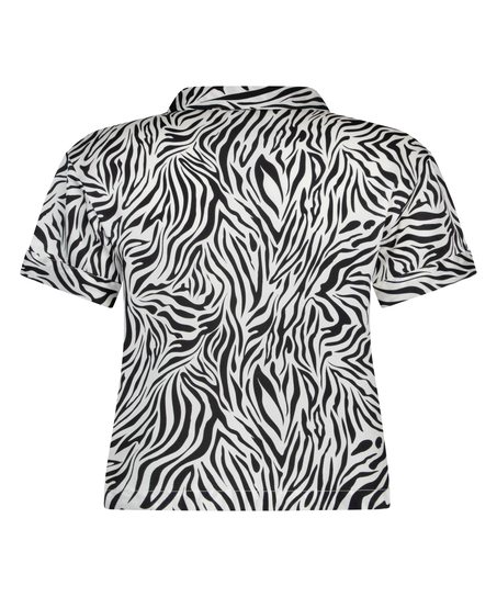 Satynowa narzutka Peppers z kr&oacute;tkim rękawem, Biały