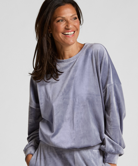 Welurowy top, Niebieski