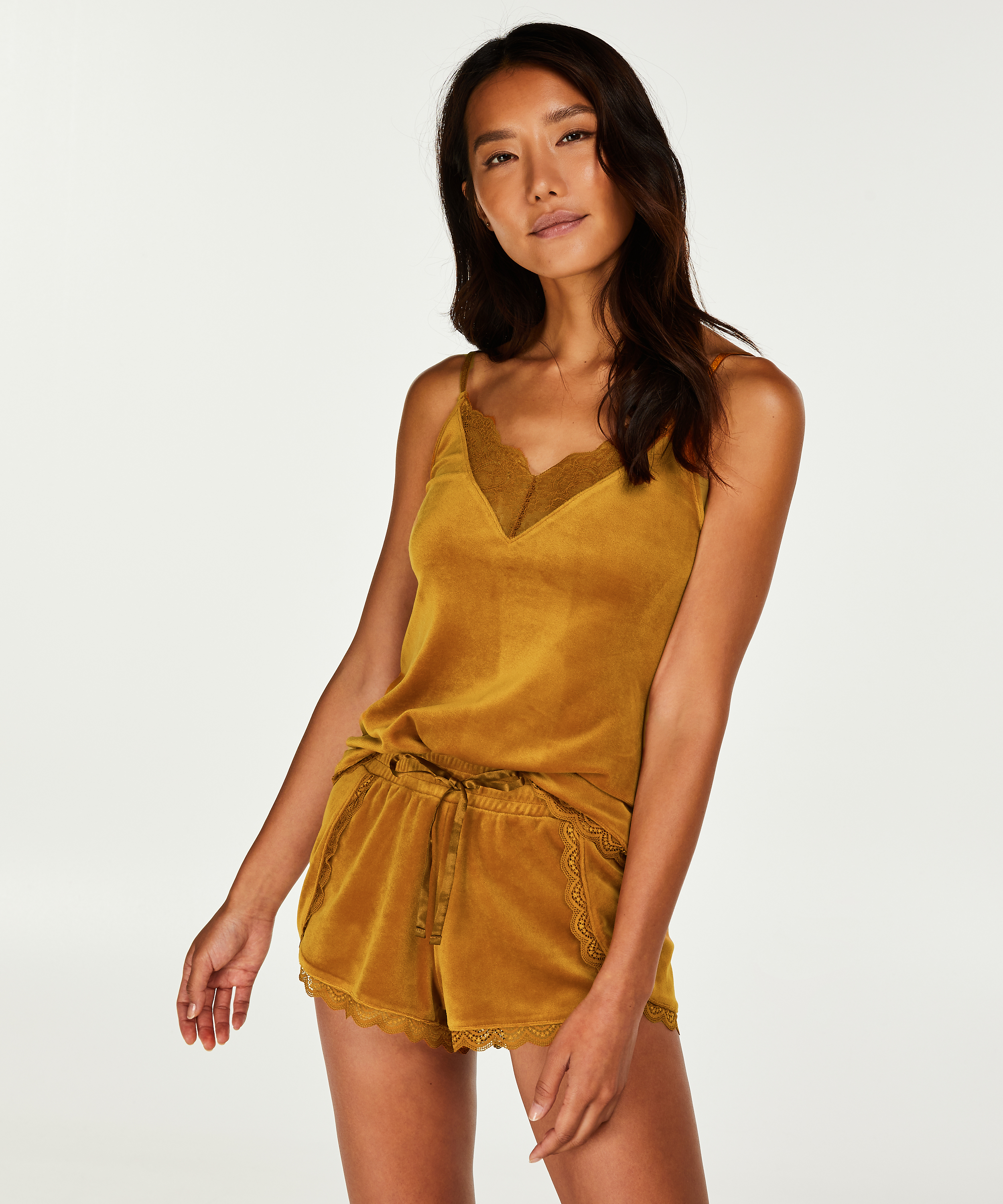 Top z aksamitnej koronki, Ż&oacute;łty, main