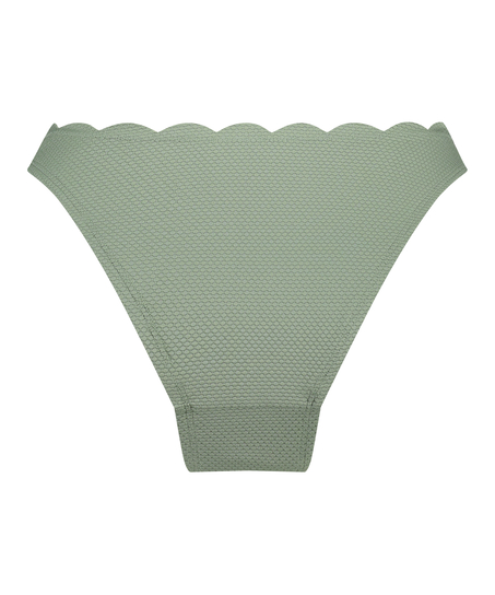 Majtki Bikini Wysoko Krojona Scallop, Zielony
