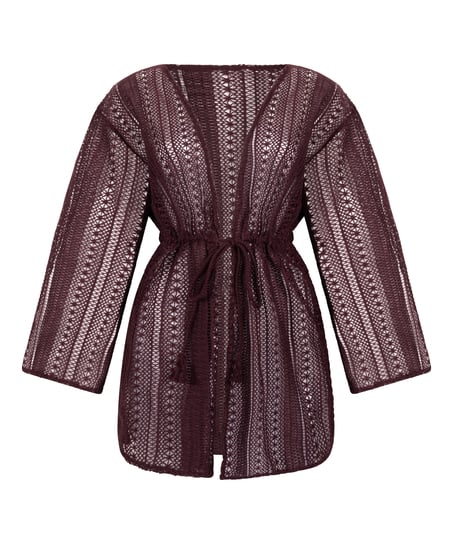 Szydełkowy kaftan plażowy, Fioletowy