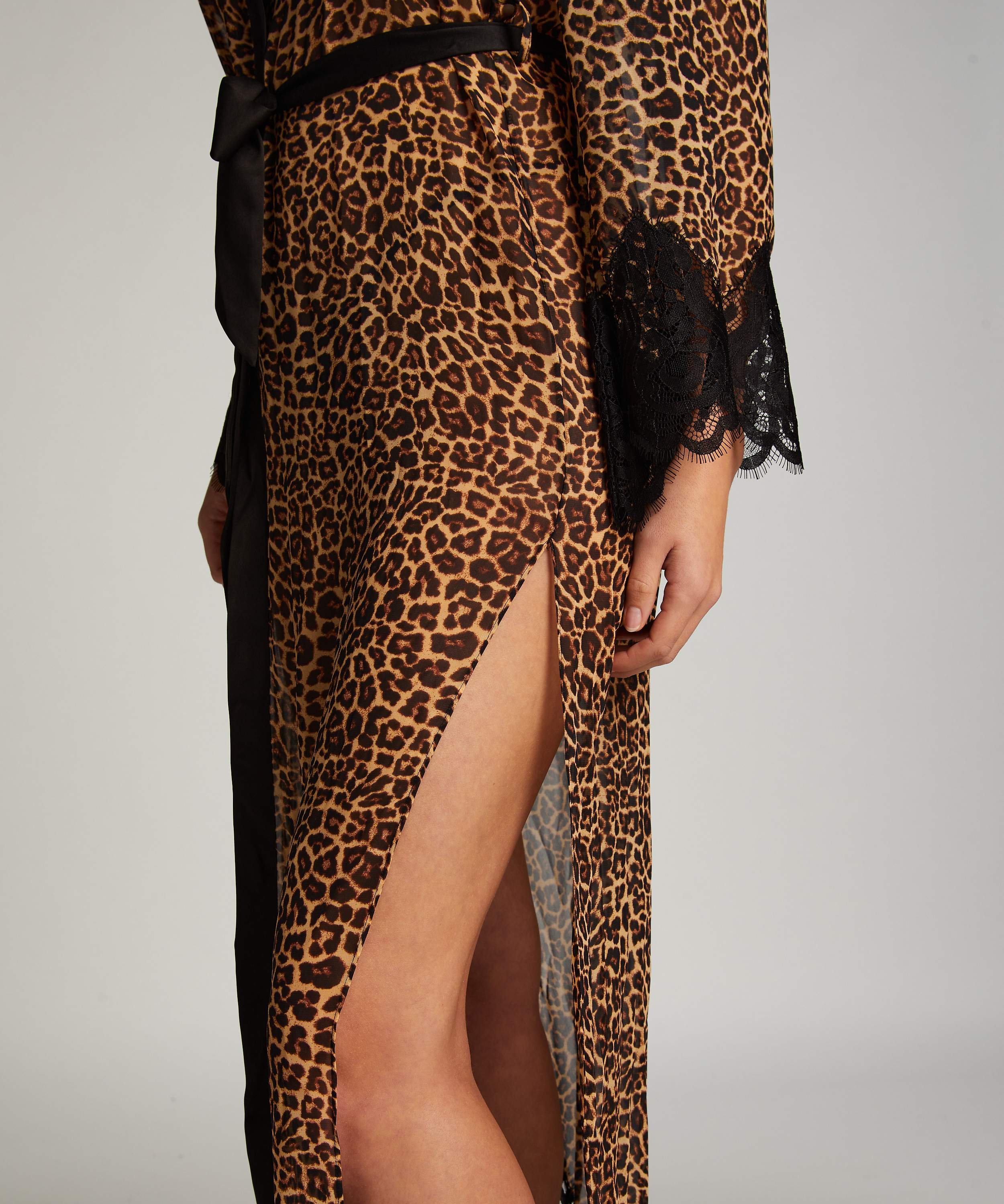 Szyfonowe kimono, Czarny, main