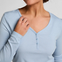 Bluza piżamowa Henley z długim rękawem, Niebieski