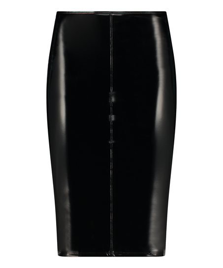 Spódnica ze sztucznej skóry, Czarny