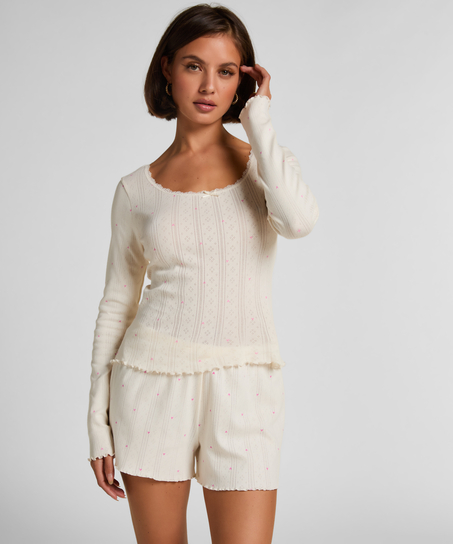 Top od piżamy Pointelle, Biały