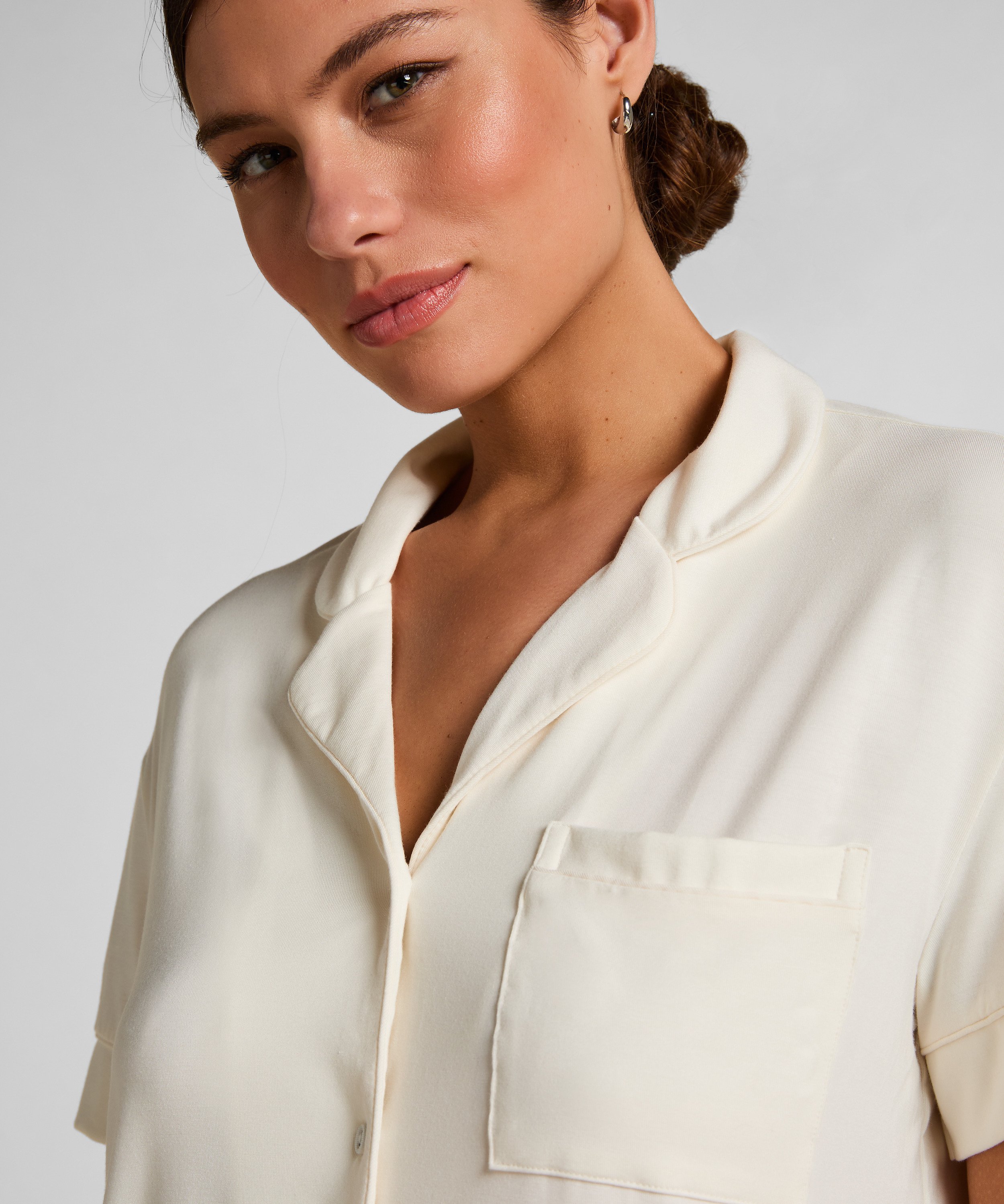 Narzutka Essential z dżerseju z kr&oacute;tkim rękawem, Biały, main