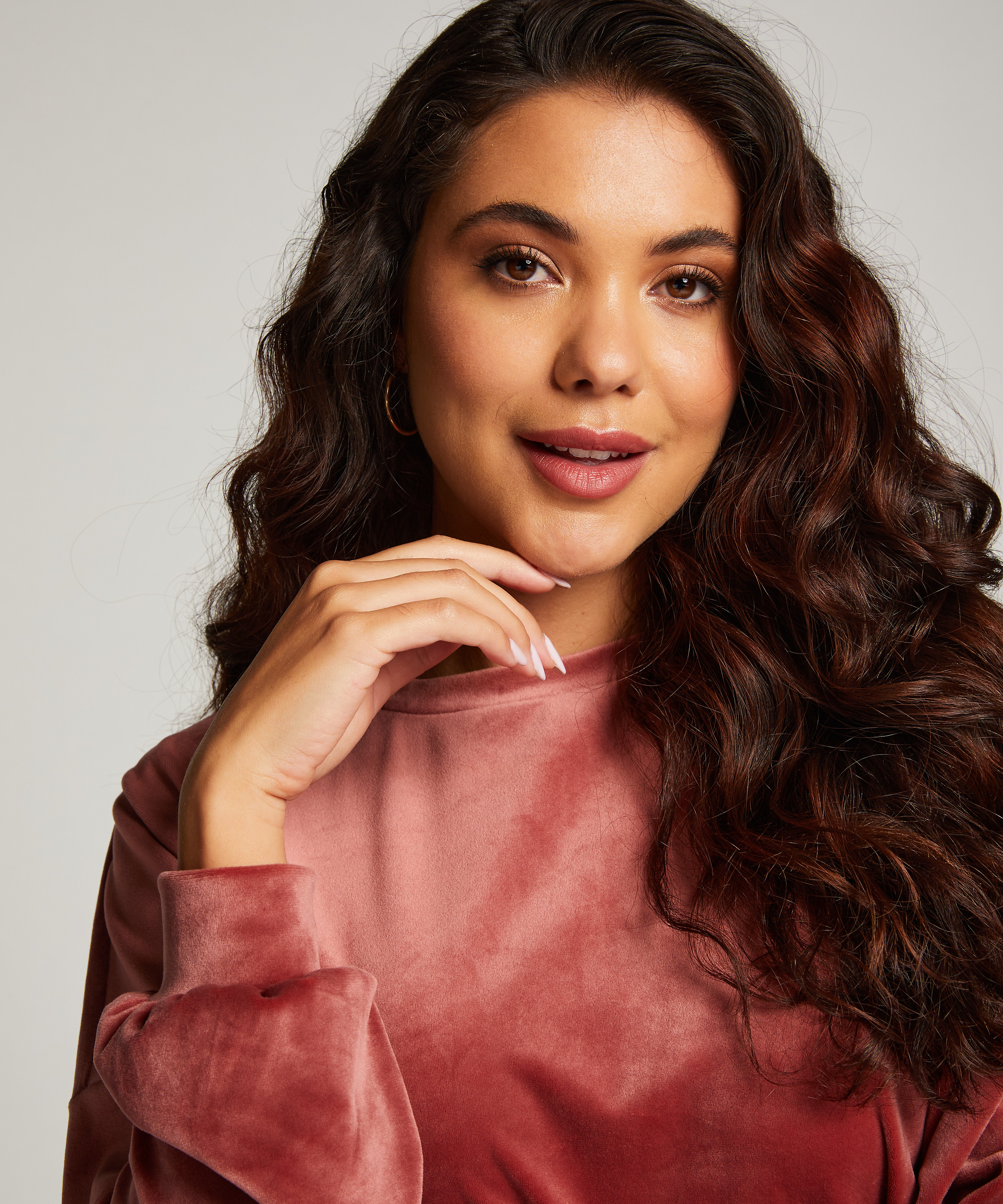 Welurowy top, R&oacute;żowy, main