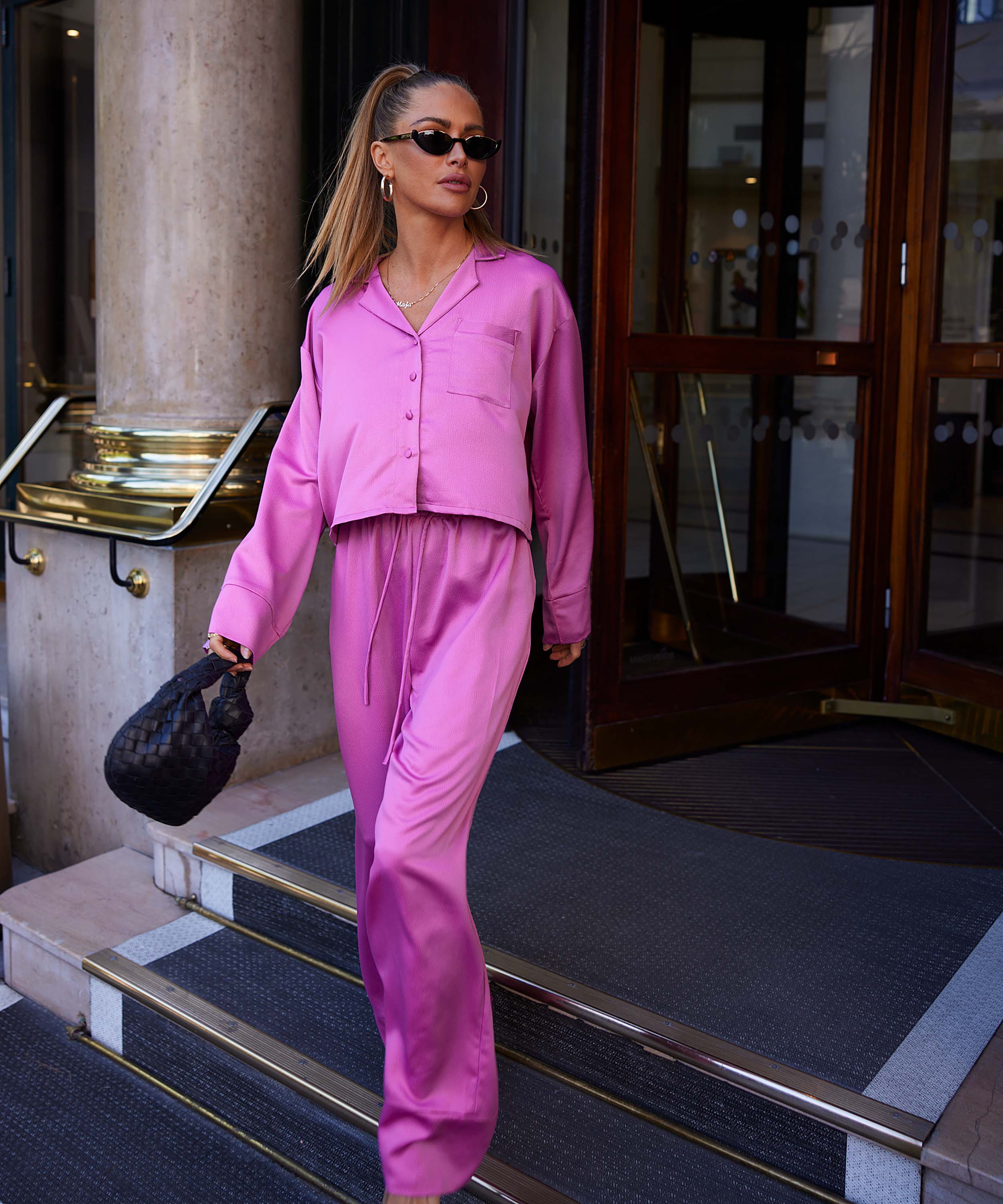 Spodnie z satyny, Fioletowy, main