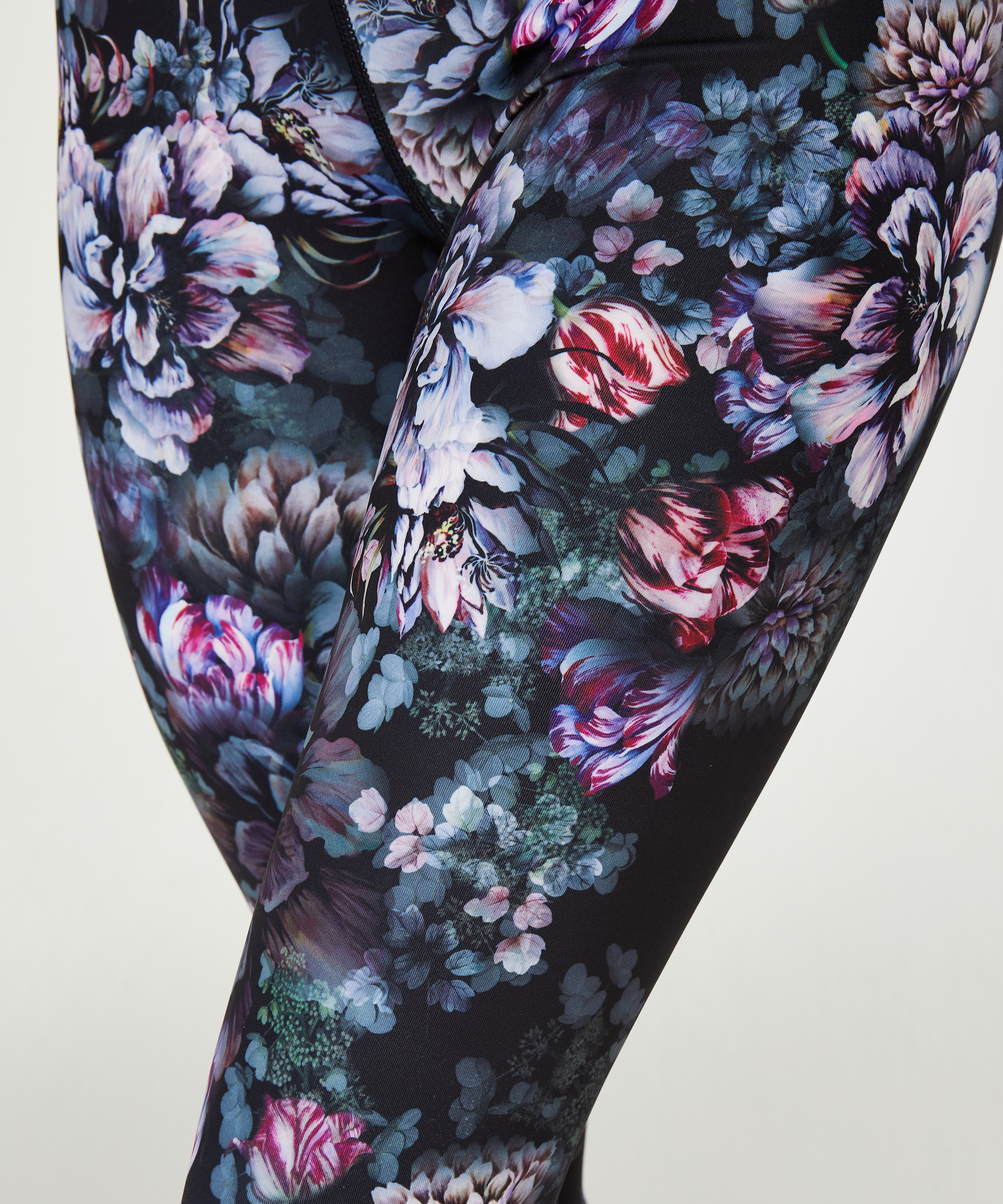 HKMX High Waisted Flower Sports Leggings, Czarny, main