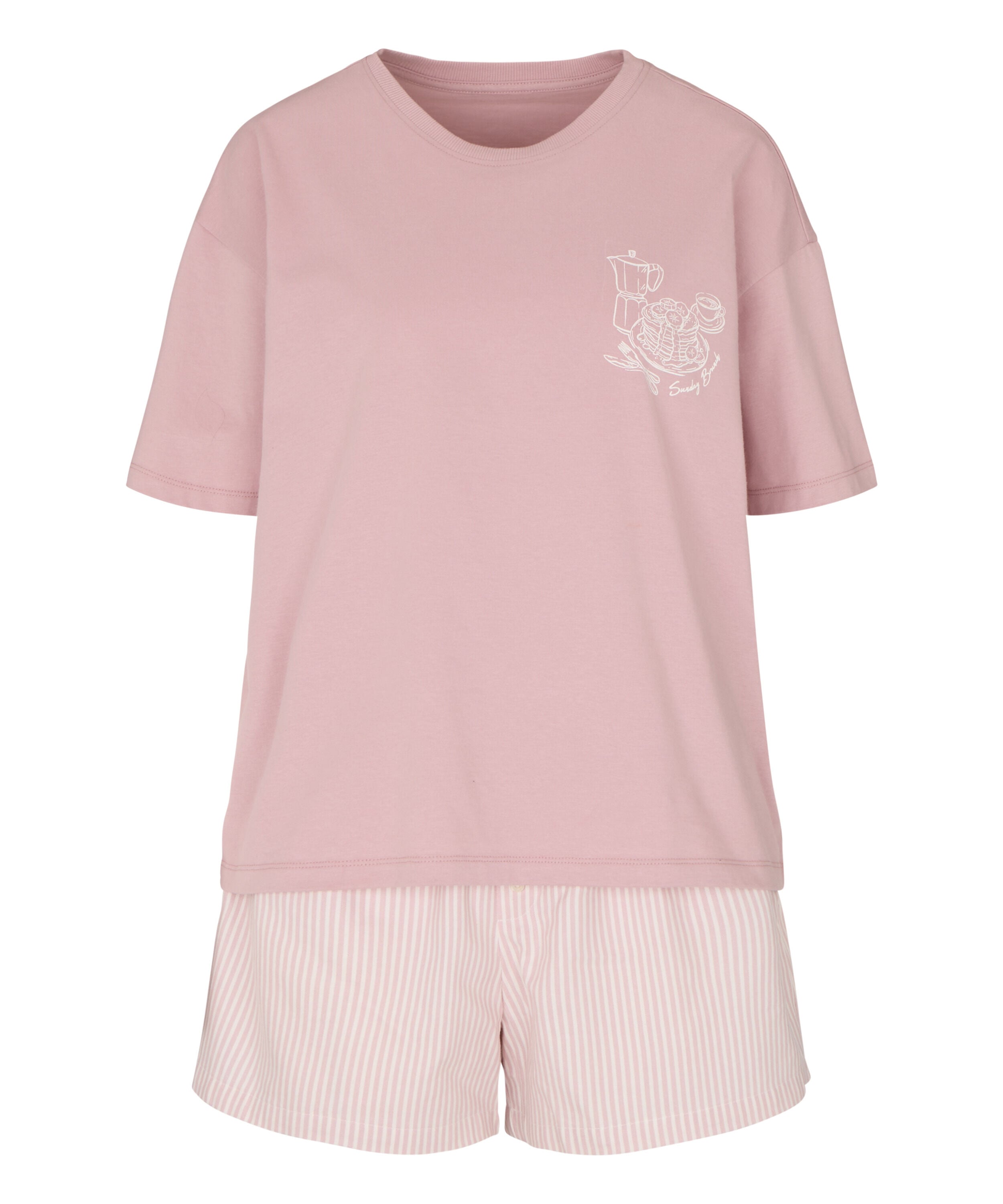 Komplet Piżamowy z Szortami i T-shirtem, R&oacute;żowy