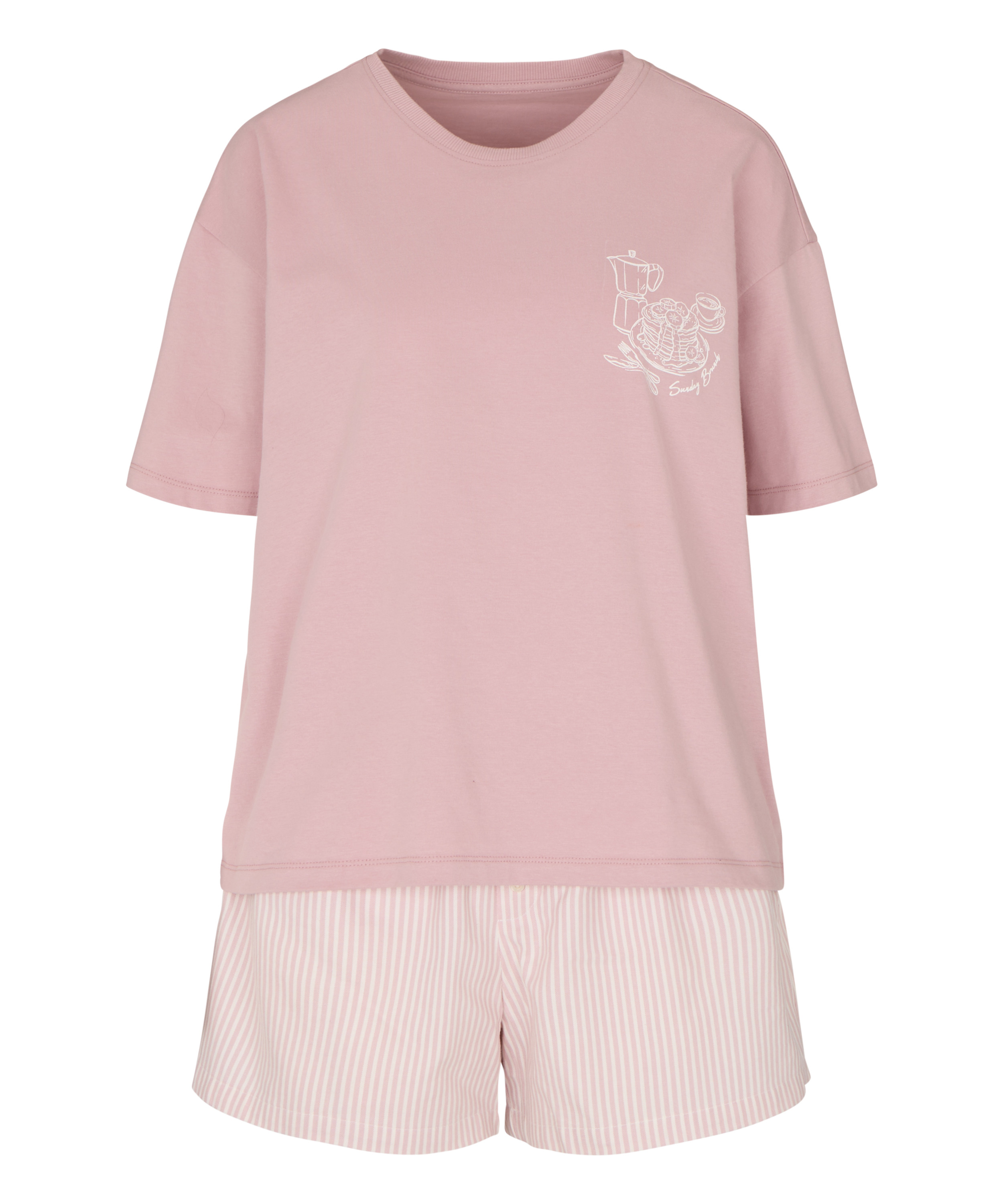 Komplet Piżamowy z Szortami i T-shirtem, R&oacute;żowy, main