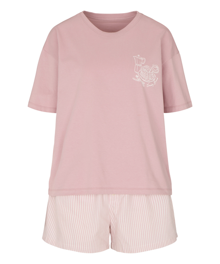 Komplet Piżamowy z Szortami i T-shirtem, R&oacute;żowy