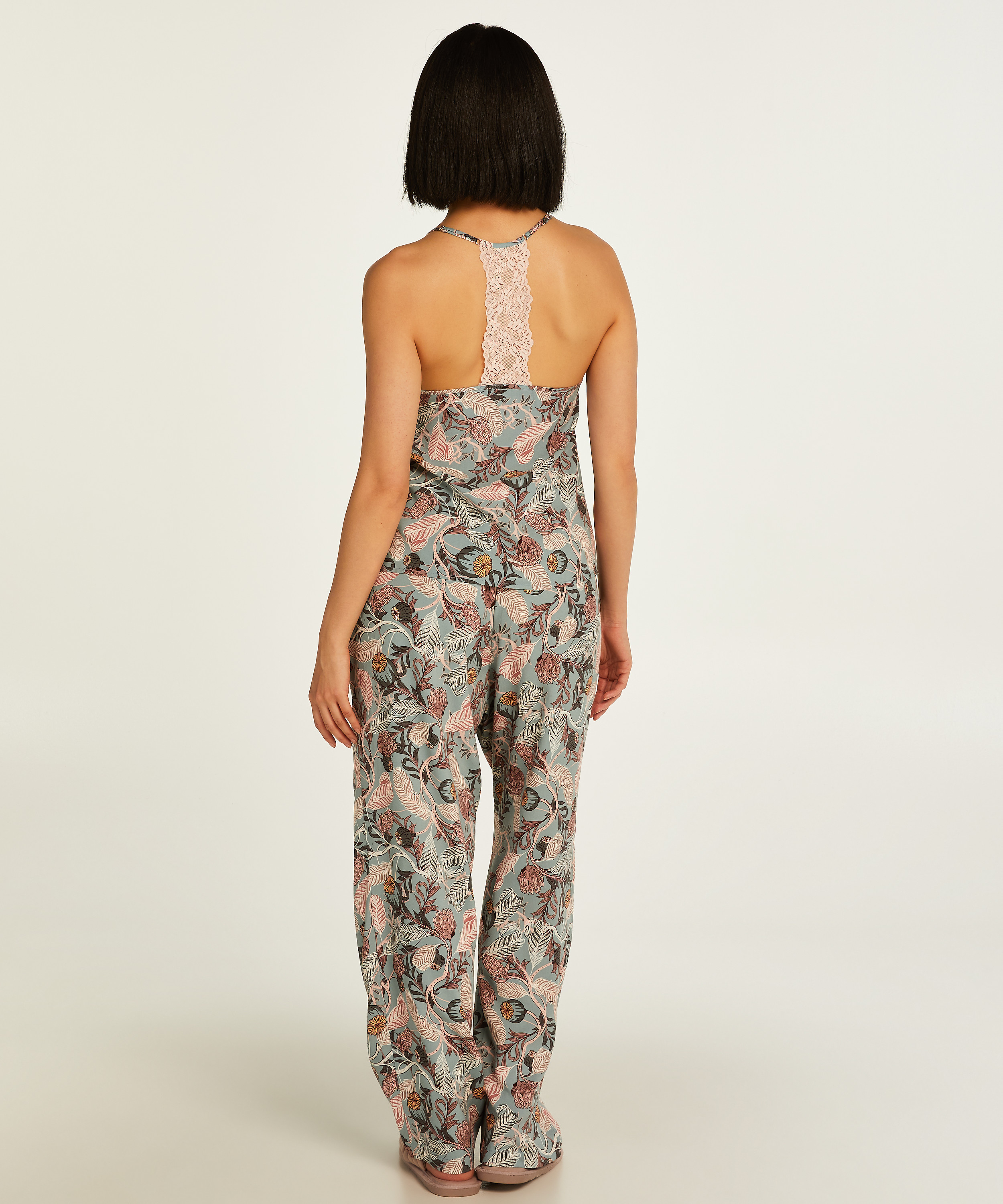 Tkane, zwężane spodnie piżamowe, Szary, main