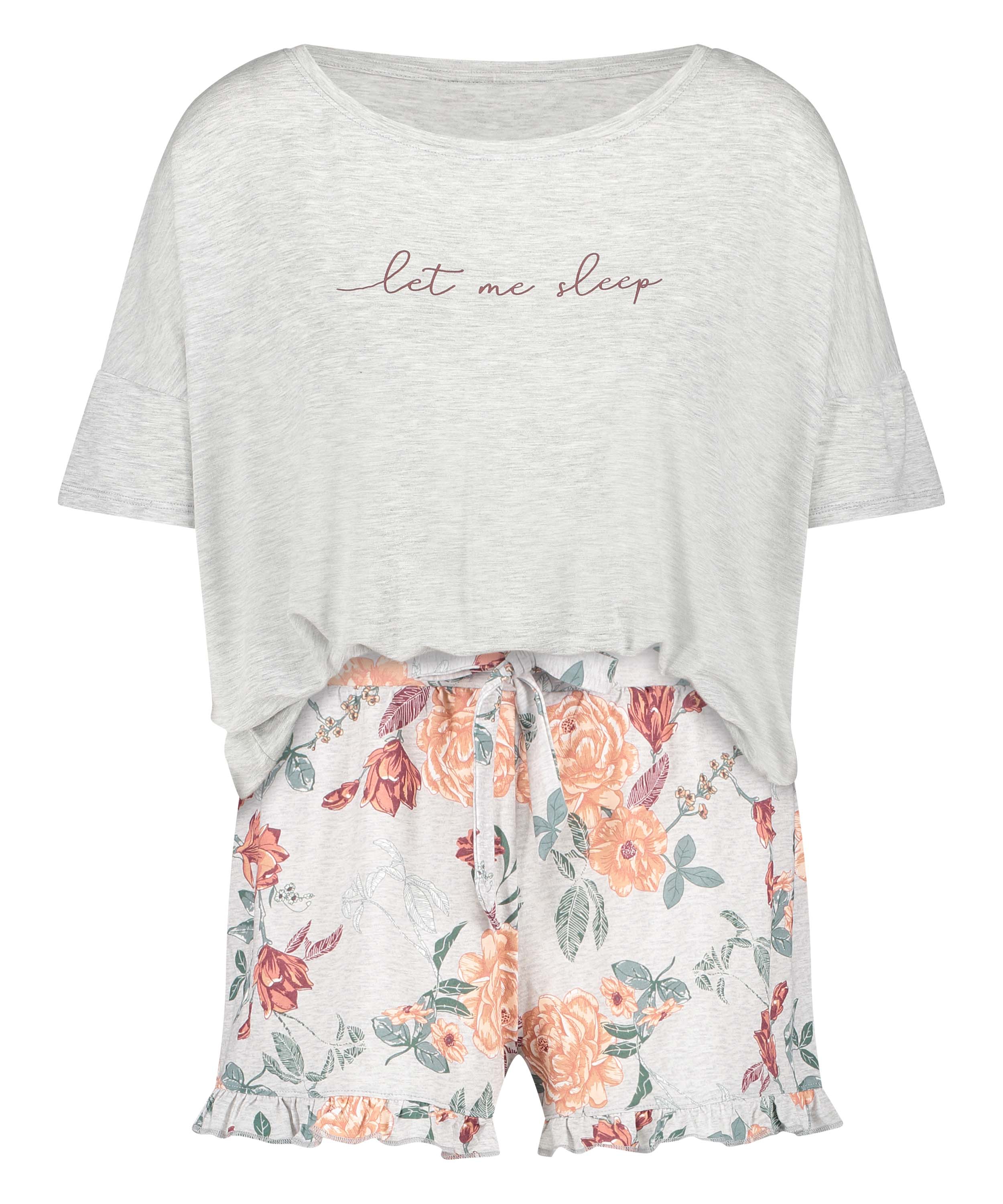 Zestaw piżamowy z szortami, Szary, main