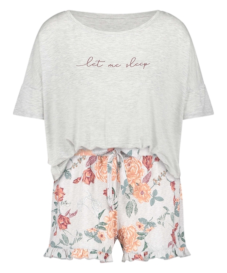 Zestaw piżamowy z szortami, Szary