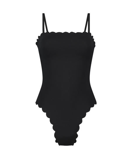 Kostium kąpielowy Bandeau Scallop, Czarny