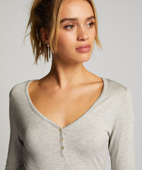 Koronkowa piżama z długim rękawem, Szary