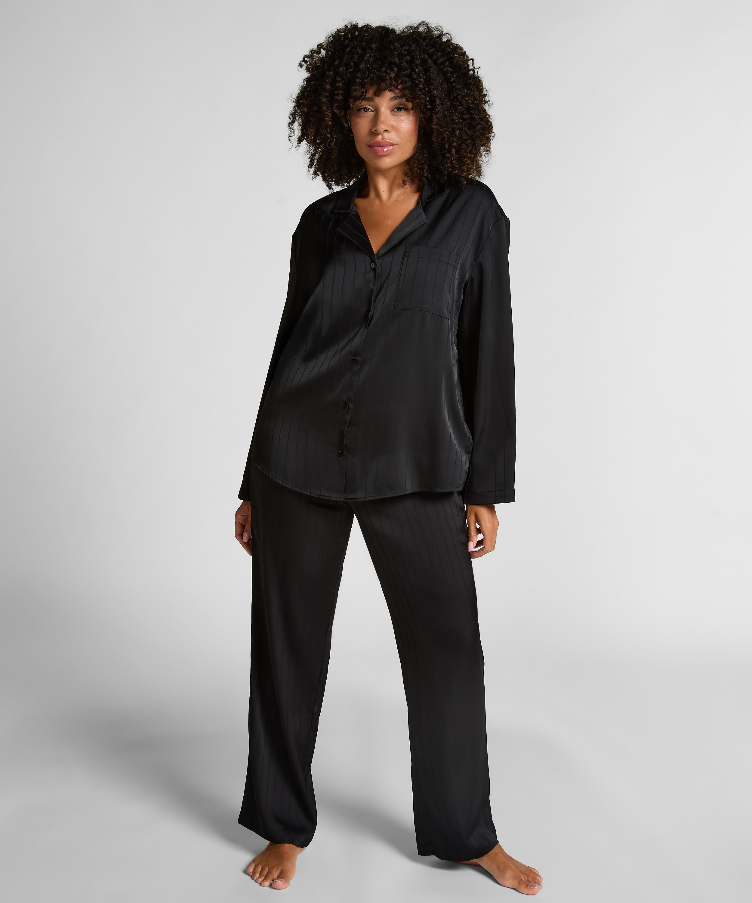 Kurtka satynowa w prążki, Czarny, main