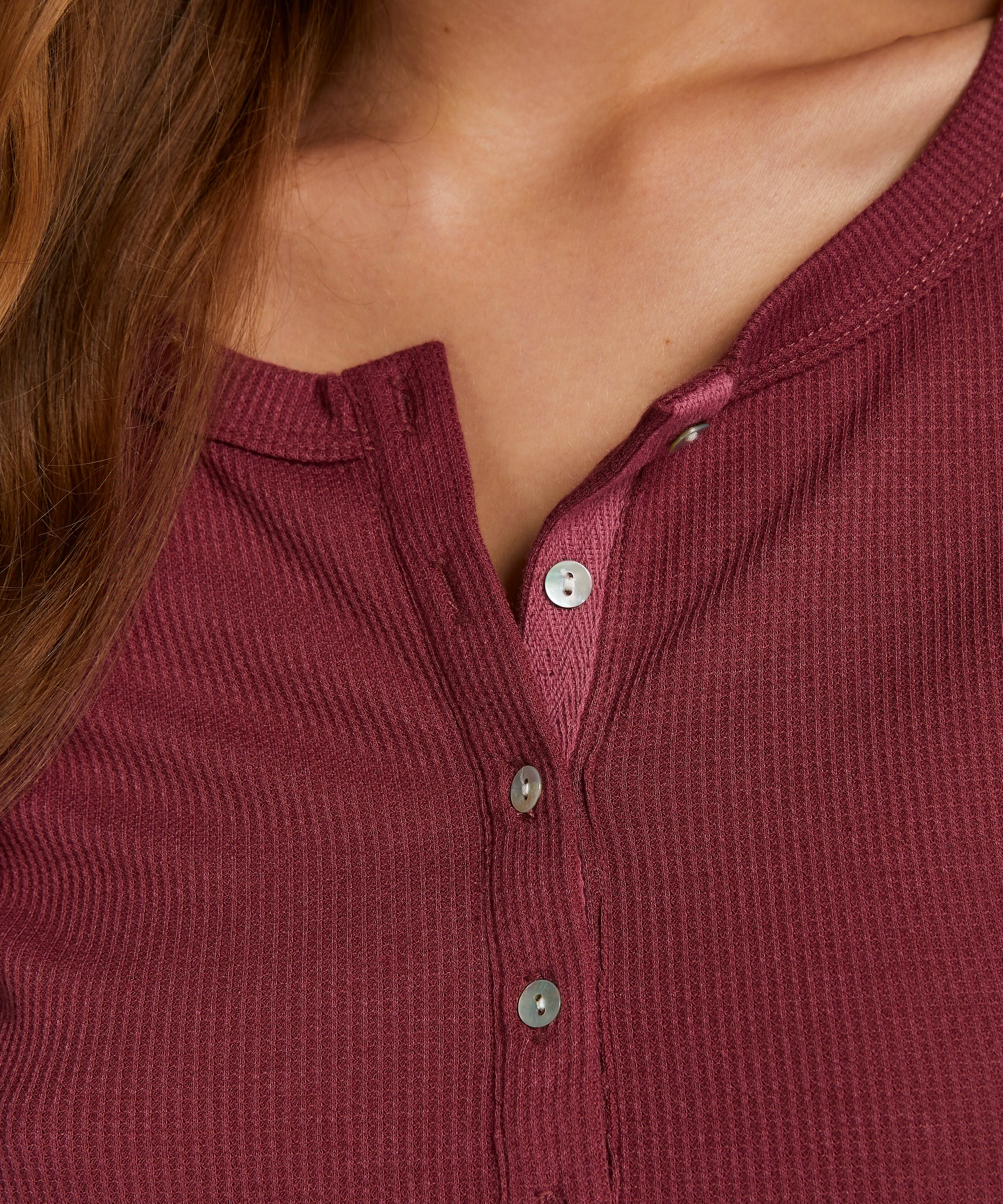 Top piżamowy z długimi rękawami, Czerwony, main